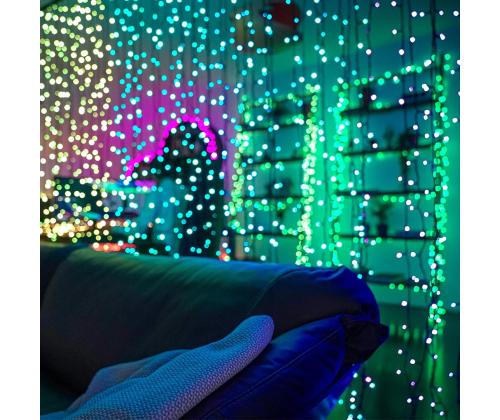 Twinkly Curtain, Jouluverho, 210 LED, IP44, musta - Älykkäät jouluvalot