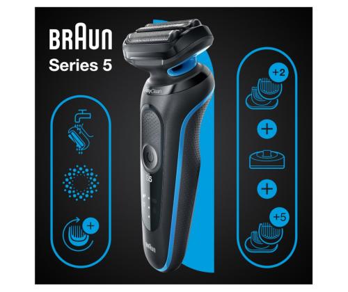 Braun Series 5 AutoSense Wet & Dry, musta/sininen - Parranajokone