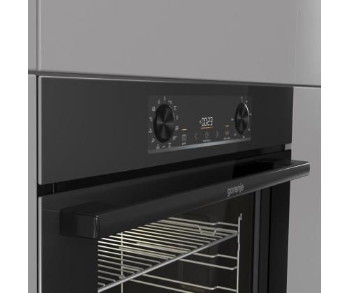 Gorenje, 77 L, pyrolyyttinen puhdistus, musta - Integroitu uuni