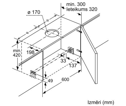 Bosch, 728 m³/h, laius 59,8 cm, hõbedane - Integreeritav õhupuhasti