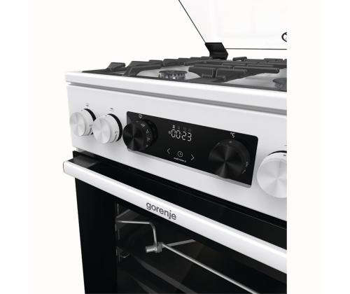 Gorenje, 70 L, leveys 50 cm, valkoinen - Kaasuliesi, jossa on sähköuuni