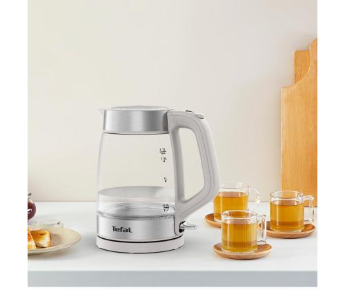 Tefal, 1,7 L, harmaa - Lasinen vedenkeitin