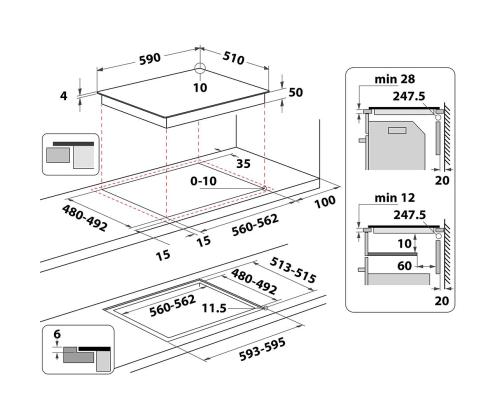 Whirlpool, leveys 59 cm, kehyksetön, musta - Integroitu induktioliesi