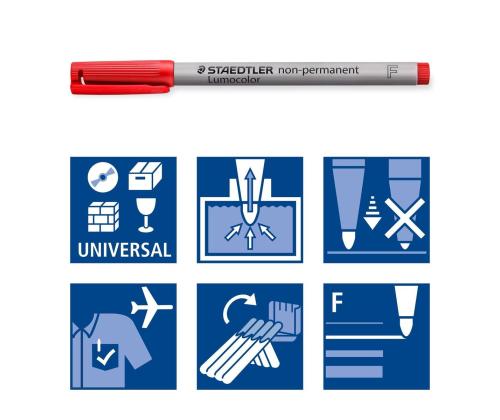 Muovimerkki OHP STAEDTLER Lumocolor 316 F 0,6mm pyyhittävä punainen