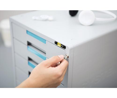 Pöytälaatikko YELLOW ONE 5 laatikolla lukittava harmaa