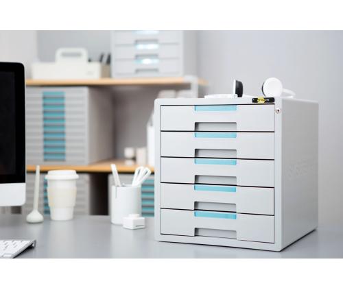 Pöytälaatikko YELLOW ONE 5 laatikolla lukittava harmaa