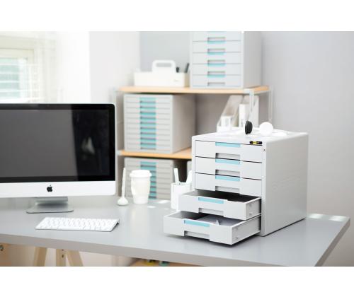 Pöytälaatikko YELLOW ONE 5 laatikolla lukittava harmaa