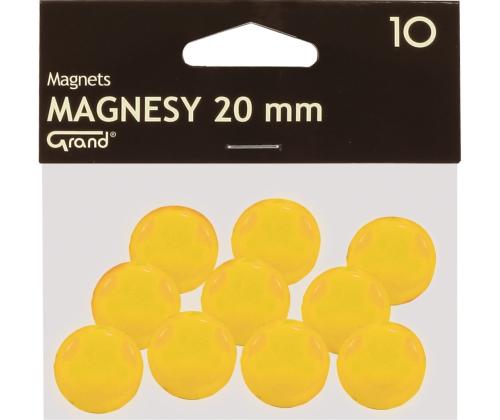 Taulumagneetit 20mm keltainen 10 kpl pakkauksessa GRAND