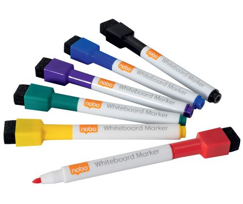 Valkotaulukynä Nobo Mini  6väria paketissa