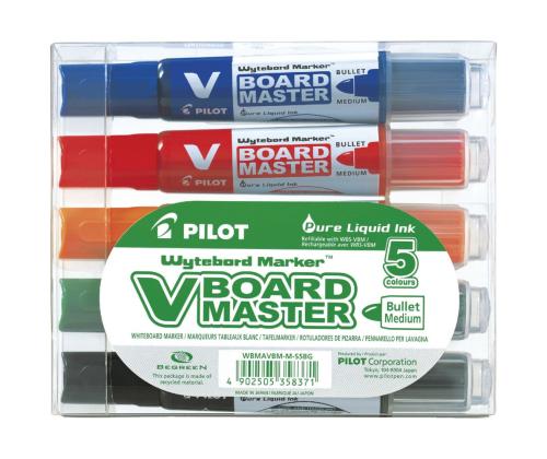 Sarja taulun tusseja PILOT Board Master kartiomaisella kärjellä 5 väriä