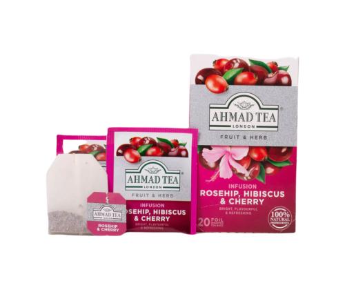 Yrttitee AHMAD ruusunmarja/kirsikka/hibiscus 20 kpl kirjekuoressa