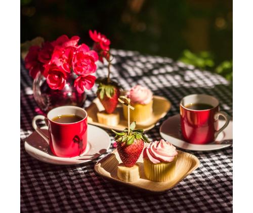 Palmunlehdistä valmistettu neliölevy VEGWARE 25 kpl:n pakkauksessa