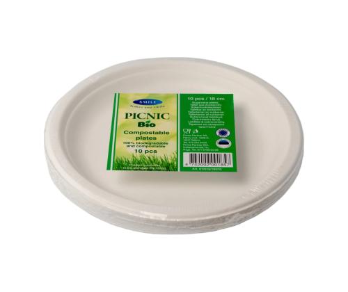 Sokeriruokolautanen 18cm valkoinen 10kpl pakkauksessa biohajoava