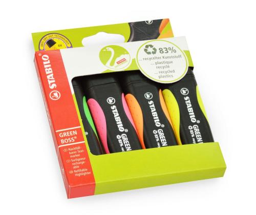 Sarja tekstimerkkejä STABILO Green Boss 4 väriä