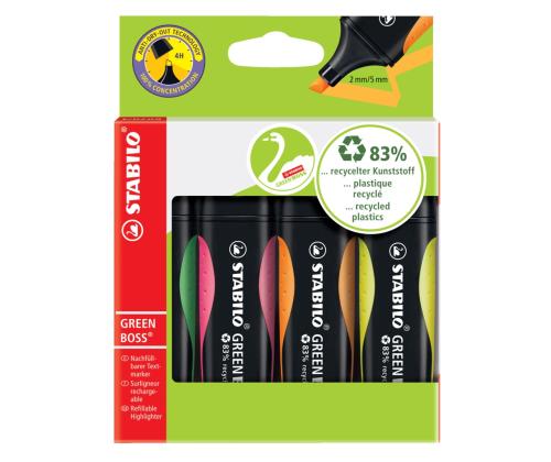 Sarja tekstimerkkejä STABILO Green Boss 4 väriä