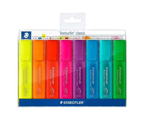 Tekstimerkkisarja STAEDTLER 364 8 kirkasta väriä pakkauksessa