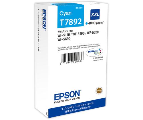 Epson T7892 Cyan 34ml mustekasetti WF-5110DW/WF-5190DW/WF-5620DWF/WF-5690DWF