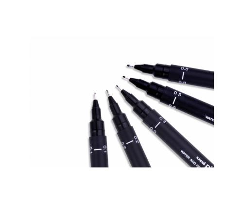Mustekynä UNI PIN-200 0,1mm musta