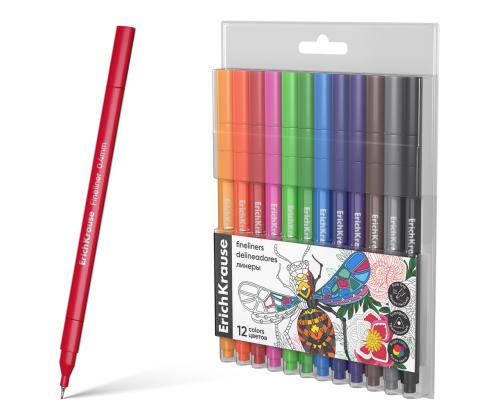 Mustekynäsetti ERICH KRAUSE Art Spirit Fineliner 0.4mm 12 eri väriä