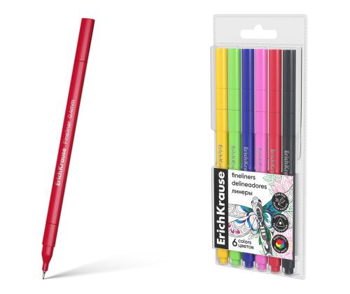 Mustekynäsetti ERICH KRAUSE Art Spirit Fineliner 0.4mm 6 eri väriä