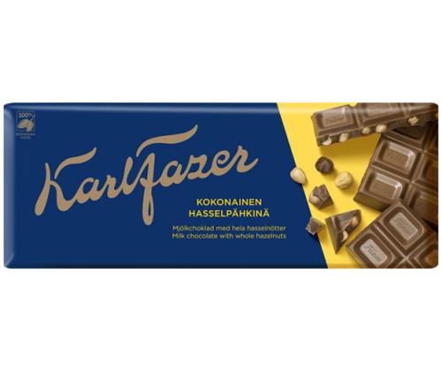 Maitosuklaa KARL FAZER kokonaisilla hasselpähkinöillä 200g