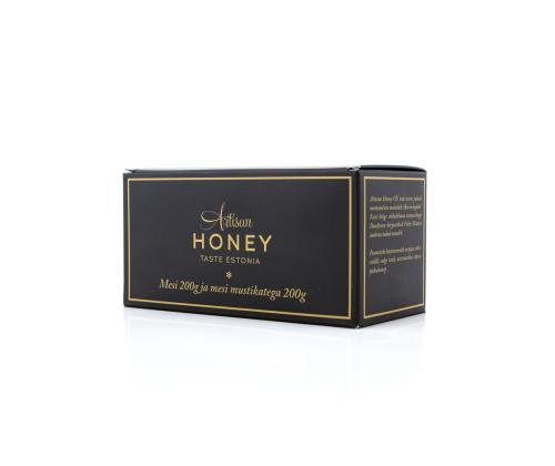 Artisan Honey Blossom -hunajaa 200 g + mustikkahunajaa 200 g pahvisessa lahjarasiassa