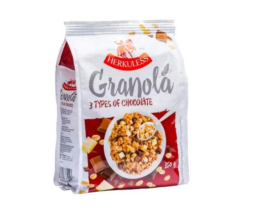HERKULESS Granola-mysli 3 suklaata 350g