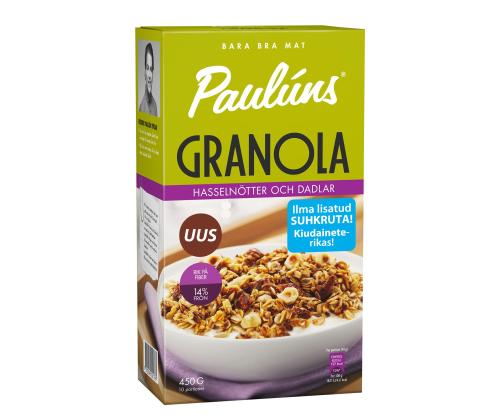 PAULUNS Granola mysli kaakao ja vadelma 450g