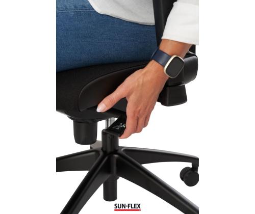Toimistotuoli SUN-FLEX HB 250505, jossa on pääntuki, tavalliset käsinojat/kankainen Onyx Black+musta alum. alumiini. jalusta
