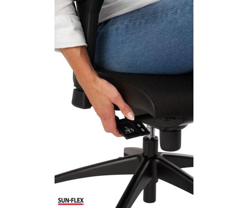 Toimistotuoli SUN-FLEX HB 250505, jossa on pääntuki, tavalliset käsinojat/kankainen Onyx Black+musta alum. alumiini. jalusta