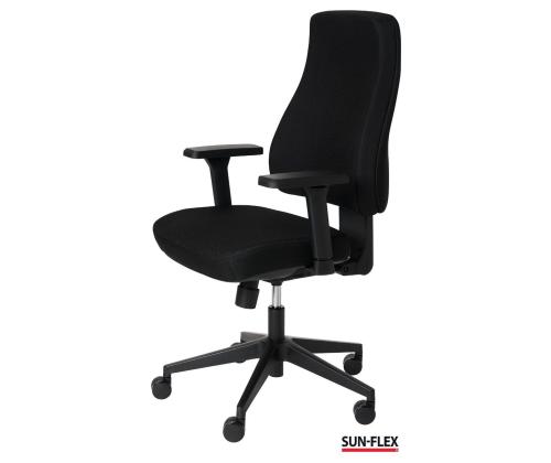 Toimistotuoli SUN-FLEX MB 250405, 4D säädettävät käsinojat/musta kangas+mustat jalkatuet