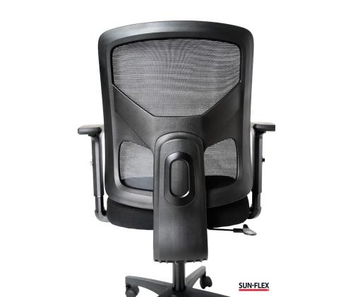 Työtuoli SUN-FLEX MESH 250305, selkänoja verkko, 4D säädettävät käsinojat/ musta kangas+musta jalkalista