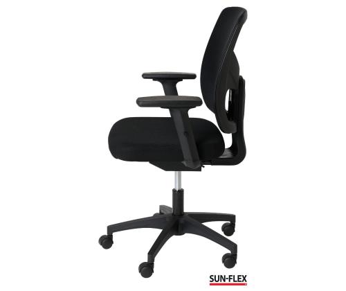 Työtuoli SUN-FLEX MESH 250305, selkänoja verkko, 4D säädettävät käsinojat/ musta kangas+musta jalkalista