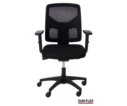 Työtuoli SUN-FLEX MESH 250305, selkänoja verkko, 4D säädettävät käsinojat/ musta kangas+musta jalkalista
