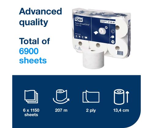 WC-paperi 2-kerroksinen TORK Smartone T8 6x207m 6x207m