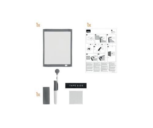 Valkotaulu 220x280mm valkotaulun puhdistusaine+merkintä NOBO