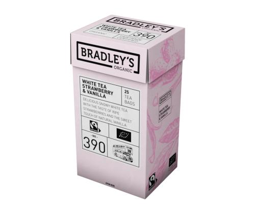 Valkoinen tee BRADLEYS nro 390 mansikan ja vaniljan kera 25 kpl