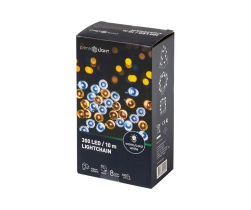Valoketju PRIME LIGHT 100LED, 10M, lämmin valkoinen/kylmä valkoinen 1 kpl