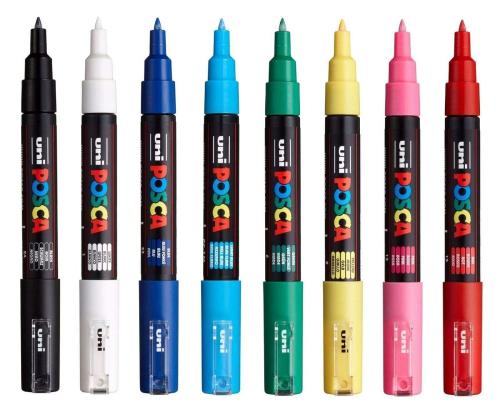 Väritussi UNI Posca PC1M 0,7 mm (vakiovärit) 8 väriä