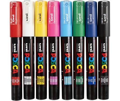 Väritussi UNI Posca PC1M 0,7 mm (vakiovärit) 8 väriä