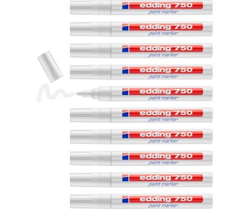 Pysyvä merkki EDDING 750 (metalli, lasi, muovi) 2-4mm valkoinen