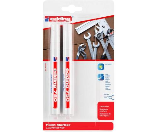 Pysyvä merkki EDDING 750 (metalli, lasi, muovi) 2-4mm valkoinen