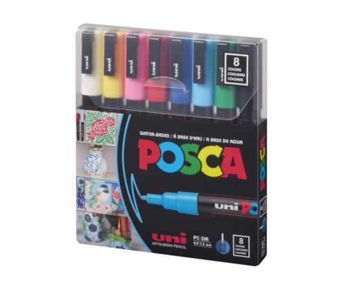 Värimerkki UNI Posca PC-3M perusvärien sarja 8 kpl
