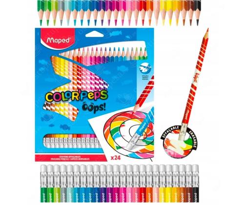 Värikynä MAPED ColorPeps Oops pyyhekumin kanssa 24 väriä