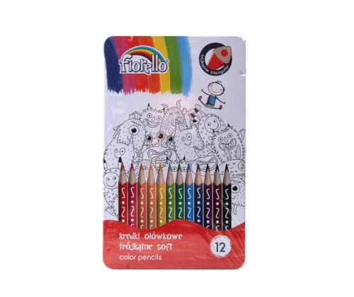 Puuvärikynä 12 väriä Fiorello metalli pakkauksessa