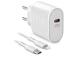 SBS, USB-C, Lightning, 20 W, valkoinen - Virtalähde ja kaapeli