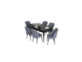 Tuoliryhmä Eva - Musta marmori, Fume