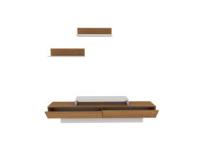 TV-pöytä Lusi - Valkoinen, Teak