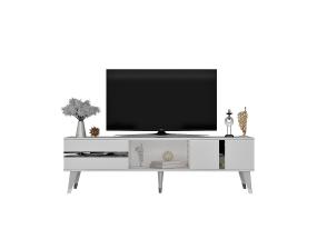 TV-pöytä Vania - Valkoinen, Hopea