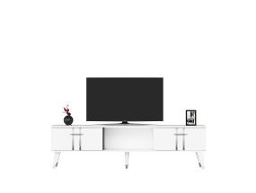 TV-pöytä Asel - Valkoinen, Hopea